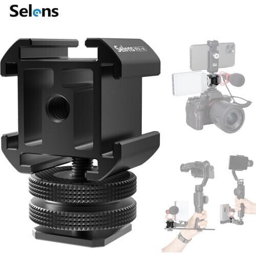 Selens Hot Shoe On-Camera Mount Adapter Extend Port For Canon Pentax DSLR Camera For Microphone Monitor LED Video Light