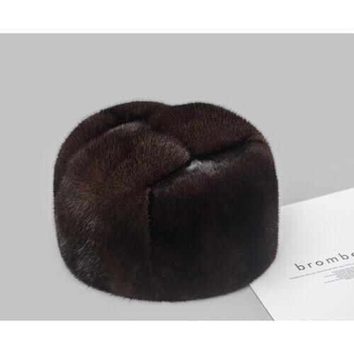 Free Shipping New Genuine Mink Fur hat Real fur cap Mens Mink fur hat Winter 2 colors Wholesale Retail OEM
