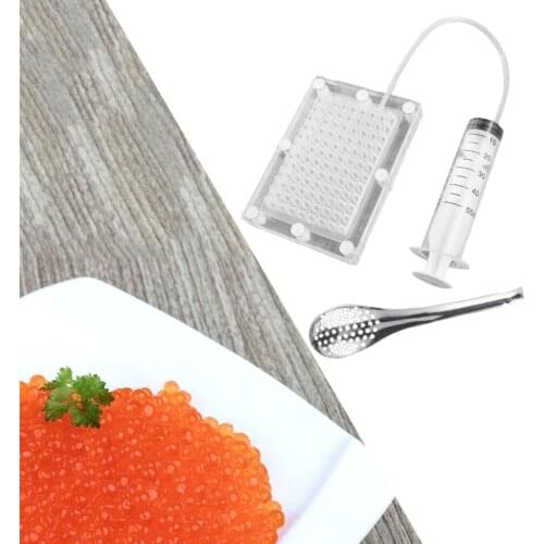 96-Hole Molecular Gastronomy Caviar Maker Fish Roe Sauce Dispenser Strainer Caviar Filter with Tube & Spoon Cuisine Kit Kitchen