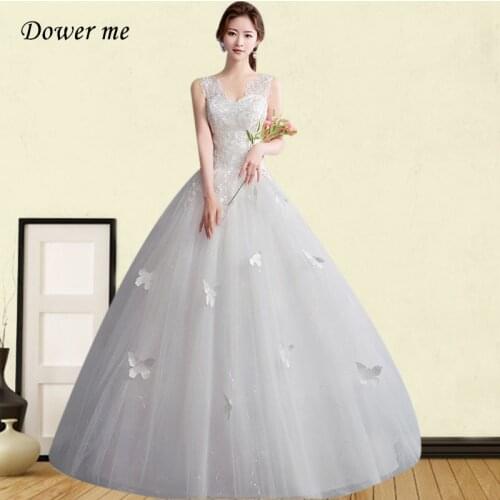 V-Neck Wedding Dress GR685 Sleeveless Long Bridal Gowns Embroidery Formal Vestidos De Novia Appliques Lace Up Wedding Dresses