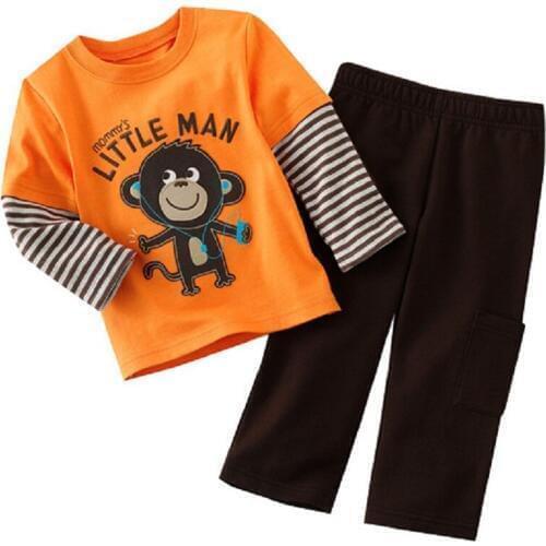 Monkey Baby Boys Sweatshirts Trouser Suits Children Clothes Sets Boys Tracksuit Sport Suit Long Sleeve T-Shirts Trouser Cotton