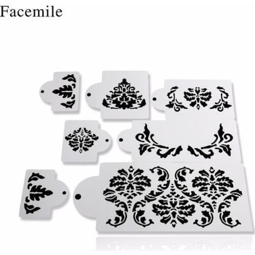 Facemile 7PCS Flowers Side Border Wedding Cake Cookie DIY Scrapbooking Stencil Templates Elegant Pattern Cake Mold Decorative