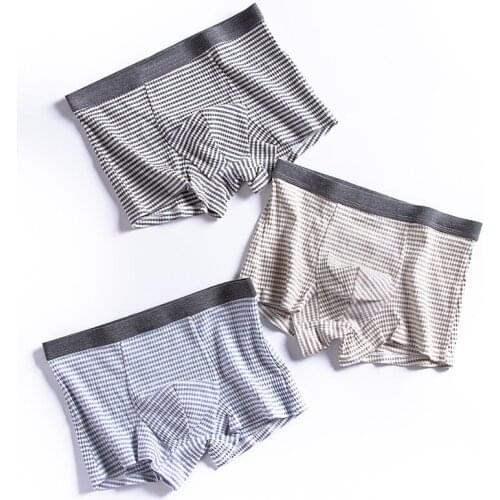 3pcs Lot Boxer Mens Underwear Men Cotton Underpants Male Plaid Men Panties Shorts Underwear Boxer Shorts Cotton Solid Cuecas