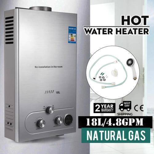 VEVOR 18L 4.8GPM 36KW Tankless Instant Boiler Natural Gas Water Heater with Shower Head Kit Wall-Mounted Water Heater