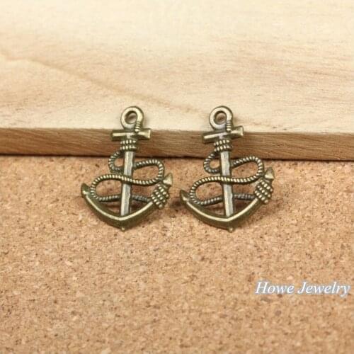 Wholesale 60 pcs Vintage Charms Anchors Pendant Antique bronze Fit Bracelets Necklace DIY Metal Jewelry Making