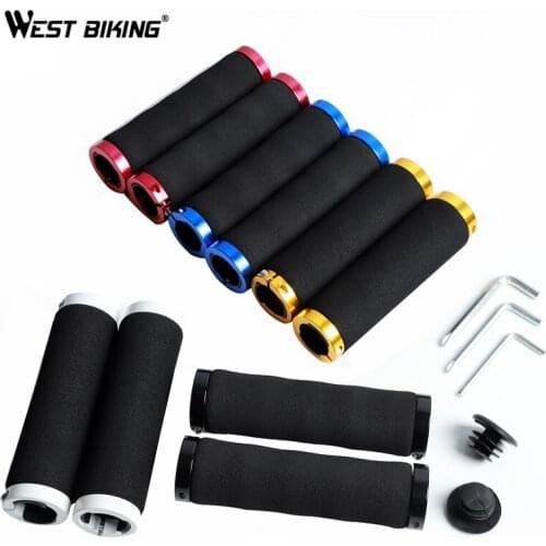 WEST BIKING Sponge Bicycle Grips Bike Handlebar Cover Anti-Skid Aluminum Alloy + Rubber Lockable Bicycle Bike Handlebar Grip
