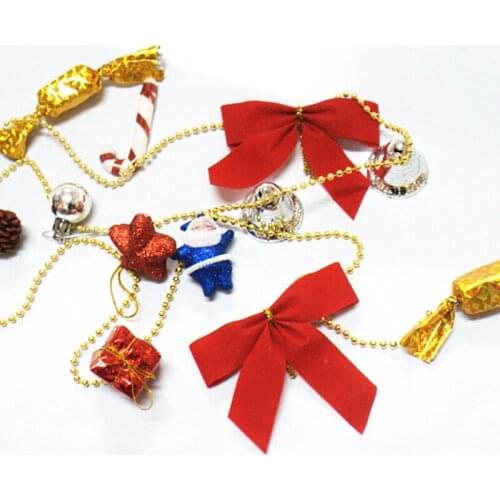 1PC 180cm Beaded Chain Christmas Tree Hanging Bowknot Candy Gfit Xmas Ornaments Christmas Decoration