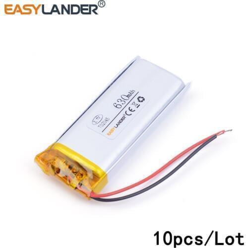 10pcs /Lot 702045 3.7v lithium Li ion polymer rechargeable battery MP5 MP4 wireless WIFI digital products medical device 630mAH