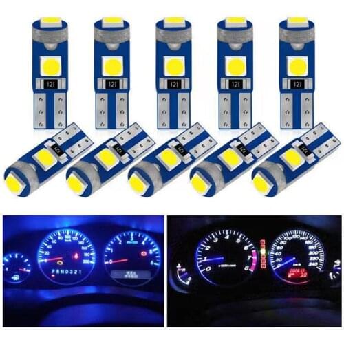 10Pcs T5 Led Bulb W3W W1.2W Led Canbus Car Interior Lights Dashboard Warming Indicator Wedge Auto Instrument Lamp 12V