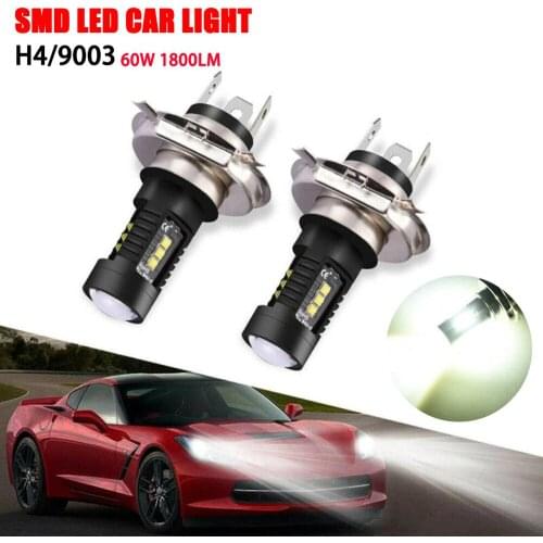 2Pcs Low Consumption High Power COB LED Bulb Headlight/Foglight Long Life H4 9003 6000K 60W 1800LM White Light