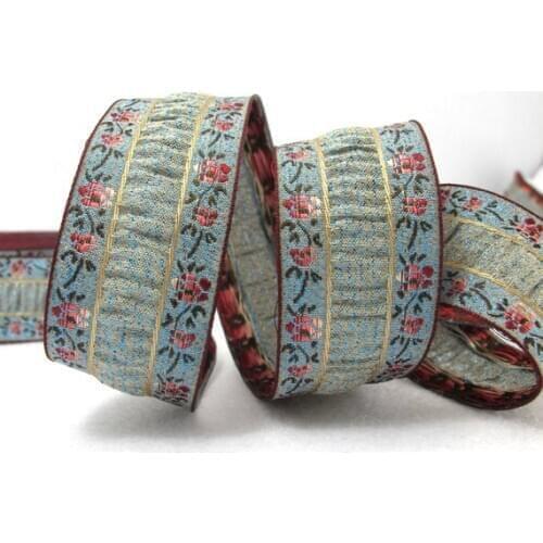 2 Yards 20mm Blue Glittering Floral Embroidery Trim|Thick|Floral Pattern|Curtain Decoration|Sofa Supplies|Clothing