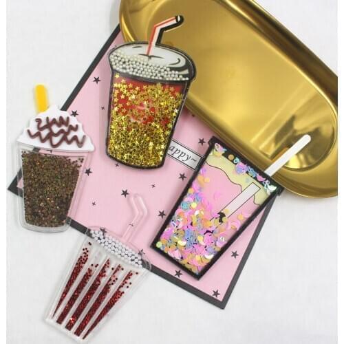 20136,1 pcs quicksand drink cup accessories coffee beverage accessories suitable for mobile phone shell glue new mobile p