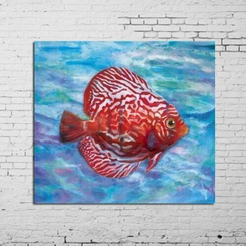 Handpainted Abstract Golden Fish picture On Canvas Wall art Pictures Animal oil Painting For Living Room Home Decor unique gift