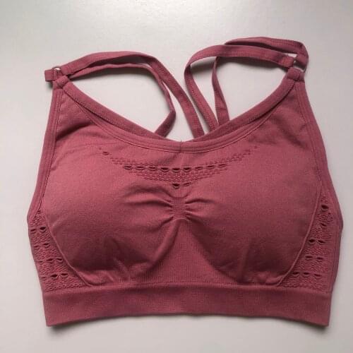New Womens Bra Hollow Breathable Tops Yoga Sports Fitness Sweat-proof Bra Sports Detachable Vest Underwear
