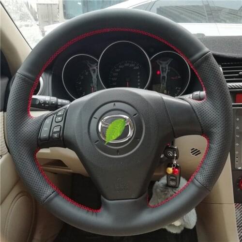 Black Suede & leather Steering wheel cover for Mazda 3 2016-2019 Axela3 Mazda 6 CX5 CX8 hand-stitch hand grip car accessories