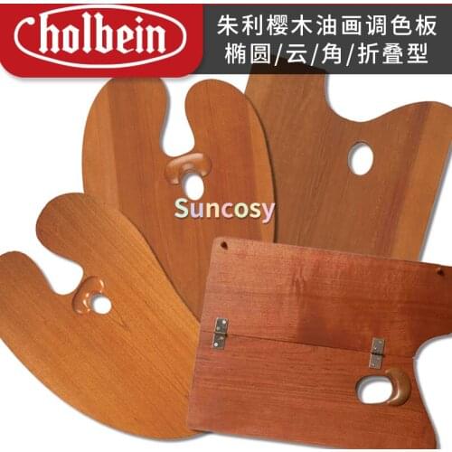 Holbein Wooden Palette, Vintage Artist Oval Shaped Wooden Paint Palette Oil Acrylic Paint Tray Wood Painting Tool