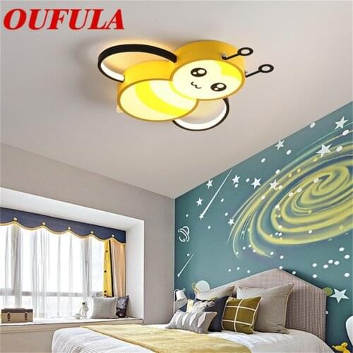 OUFULA Childrens Ceiling Lamp Bee Modern Fashion Suitable For Childrens Room Bedroom Kindergarten