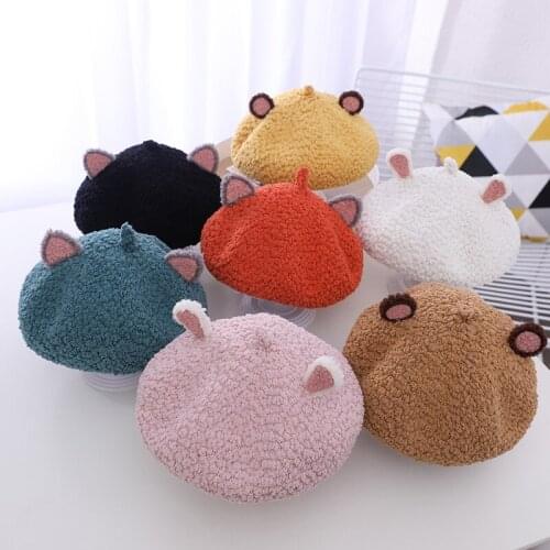 Kids Berets With Decorative Cartoon Animals Ears Cute Cap for Boys and Girls in 7 Colors