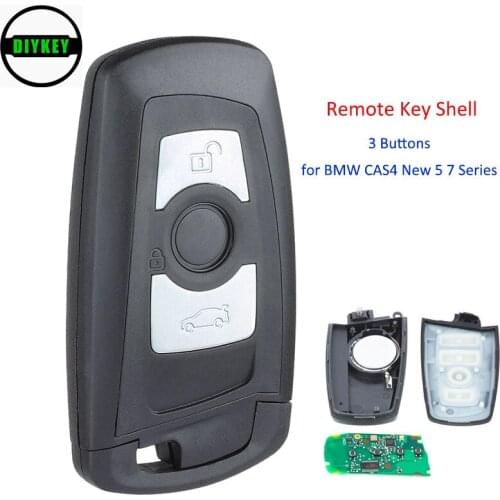DIYKEY Smart Remote Key Shell Fob 3 Buttons Car Key Case Replacement for BMW CAS4 New 5 7 Series+ Uncut Insert Blade