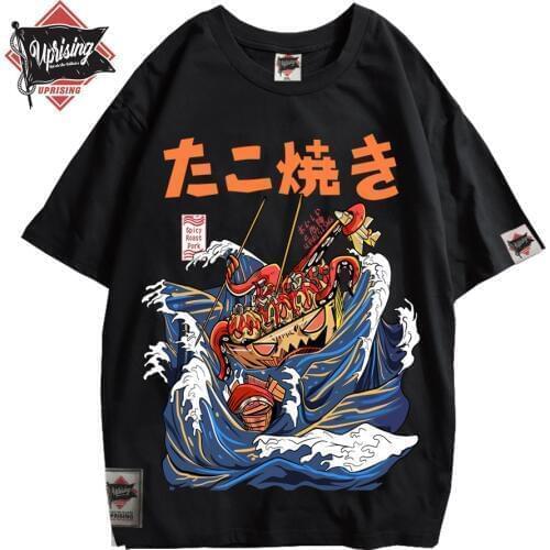 T Shirts Streetwear Tshirts Cartoon Short Sleeve Casual Summer Cotton Men Hip Hop Print O-neck 2021 Japanese Harajuku Top