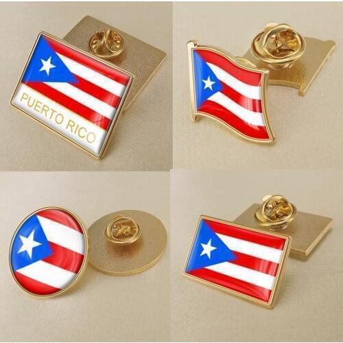 Coat of Arms of Puerto Rico Puerto Ricans Map Flag National Emblem National Flower Brooch Badges Lapel Pins