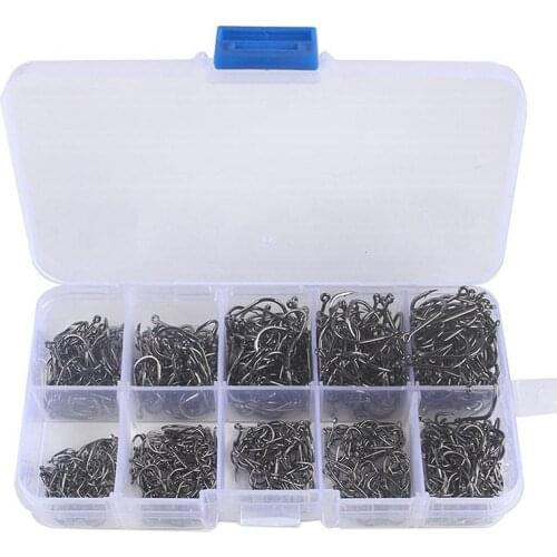 Quality 600 Pcs/Box Fishing Hooks Stuff High Carbon Steel Catfish Circle Hooks Mixed Size Barbed Jig Hook Tackle for Saltwater