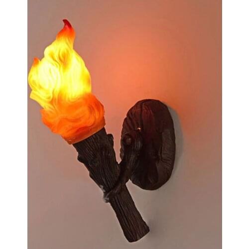 Classic LED Wall Lamp Fire Fixture Resin Torch Wall Light Fixture Lamp For Bedroom Corridor Bar Restaurant Wall Sconce WA083