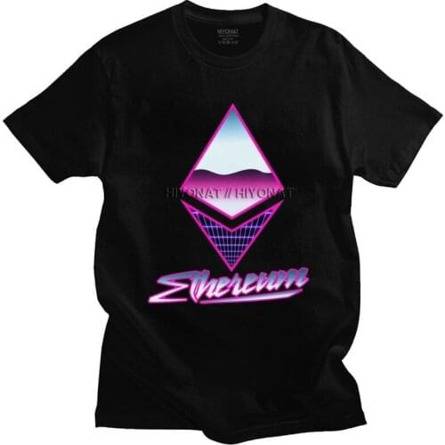 Classic 80s Retro Ethereum T Shirt Men Short Sleeve Crypto Currency Cryptocurrency T-shirt Streetwear Tee Top Cotton Tshirt Gift