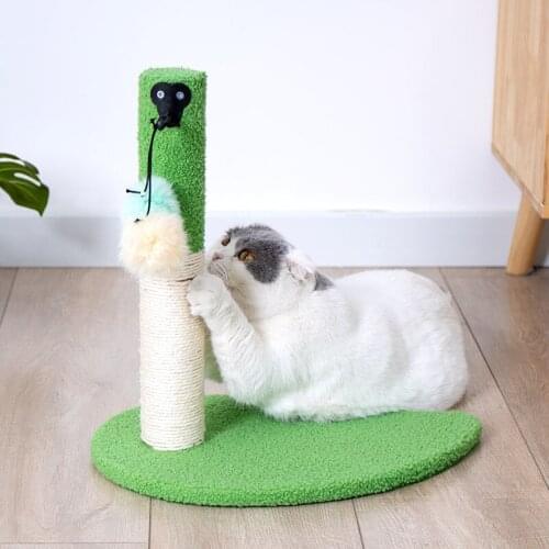 Natural Sisal Cat Scratching Tower Cats Scratching Post Kitten Climbing and Jumping Tower with Interactive Balls Pet Toy