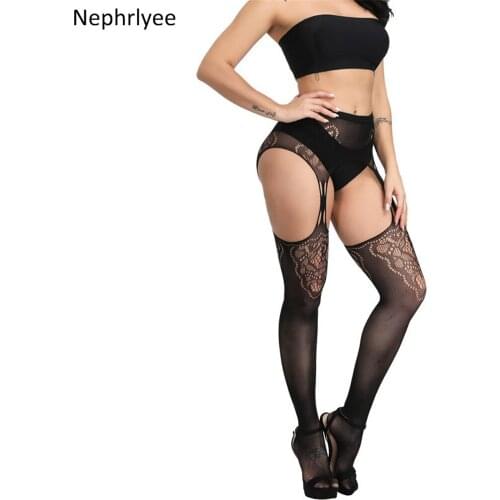 2021 Women Sexy Stockings Female Mesh Fishnet Pantyhose Girls Fashion Pattern Tights Black Lace Hose Garter Belt Stocking 1133