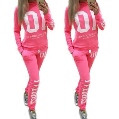 2 pieces Set Women Clothing Autumn Number Printed Sweatshirt Top and Pants Casual Sweatpants Sweatshirt Sports Suits Women set