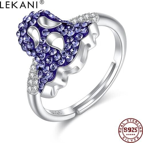 LEKANI 925 Sterling Silver Ring Cubic Zirconia Woman Ring Creative Design Adjustable Ring Fashion Anniversary Party Gift