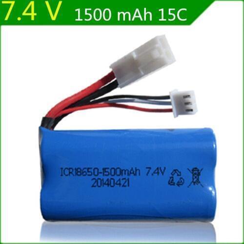 7.4V 1500mAh lithium power battery accessories FT009 remote control boat speedboat model aircraft 18650