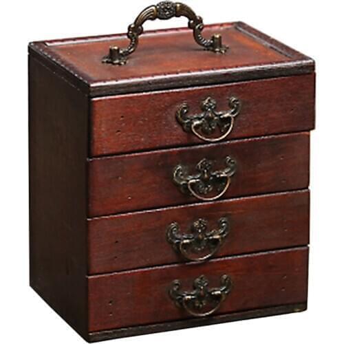 LUDA Antique Jewelry Storage Box Organizer For Necklace Bracelet Earrings 4 Drawers Make-Up Storage Boxes Women Dressing Box
