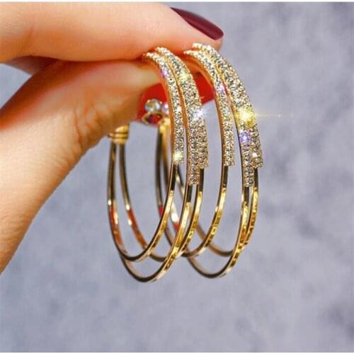 VKME TRENDY Crystal circle earrings female personality geometric drop earrings high quality boho Big earrings Jewelry gift