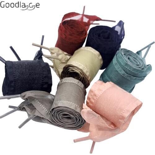 Fashion Style Organza Ribbon Shoe Laces 4 CM Wide Flat Shoelaces Folded Edges 120 CM
