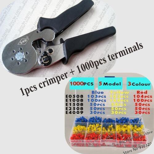 Crimping tool kits with 1PCS wire end sleeves hand terminal crimping tools and 1000PCS Cable ferrules