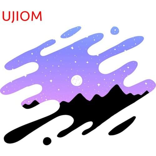 UJIOM Wall Stickers Purple Moon Galaxy Paint Spill Wallpaper Decoration Waterproof Sticker Accessories Room Home Decor Art Decal