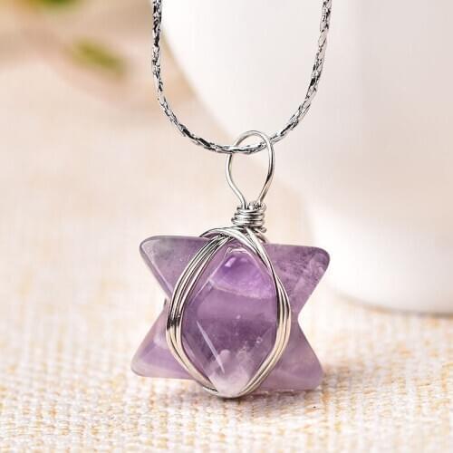 1PC Natural Merkaba Pendant Reiki Healing Energy Stone Amulet For Men Women Fashion Simple Mineral Jewelry Souvenir DIY Gift