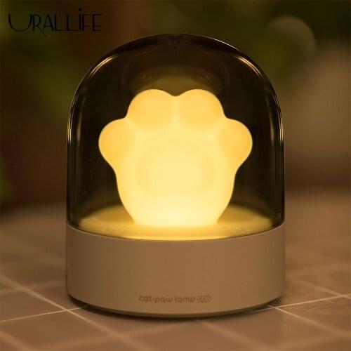 Night Lamp LED Ambient Lights Cartoon Cute Cat Claw Shape Bedside Musical Lamp Cats Paw Lamp for Christmas Gift