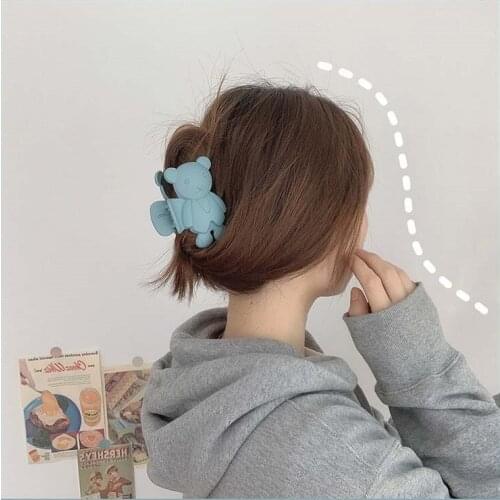 New Women Girls Cute Candy Colors Cartoon Bear Hair Claws Sweet INS Hair Ornament Clips Hairpins Fashion Hair Accessories