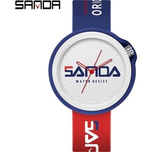 SANDA Japan Quartz Mens Simple Dial Watch High Quality Silicone Strap 30m Waterproof Wristwatch Women Fashion Movement Watches