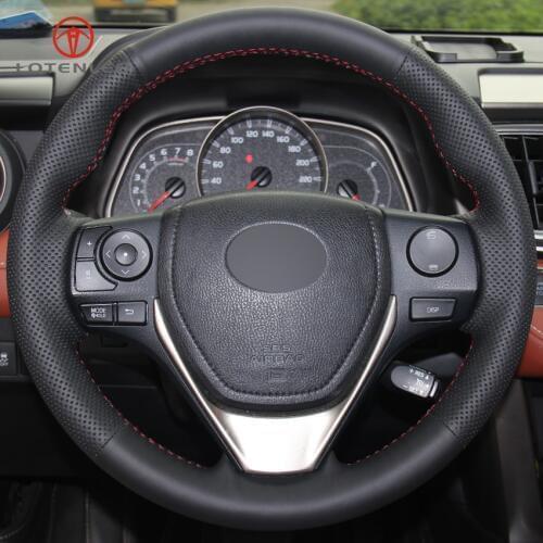 LQTENLEO Black Artificial Leather Steering Wheel Cover for Toyota RAV4 2013-2019 Corolla 2014-2019 Auris 2013-2016 Scion iM 2016