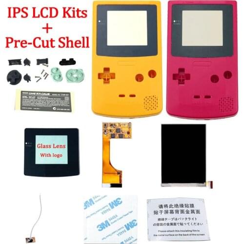 Full Screen GBC IPS LCD Screen With Pre cut Shell for Gameboy Color ips backlight LCD screen with precut housing shell for GBC