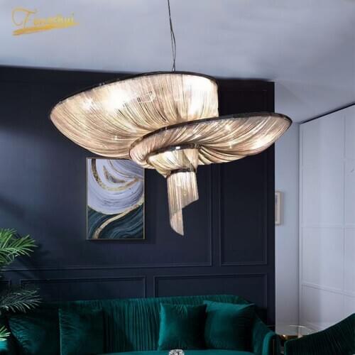 Post-Modern Creative LED Pendant Lights Lighting Poland Designer Chain Tassel Iron Pendant Lamp Living Room Bedroom Decoration