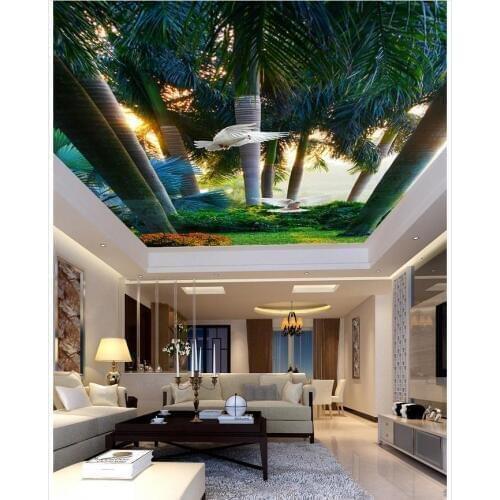 Ceilings Beach Landscape wallpaper murals Custom photo wallpaper 3D Eurpean ceiling