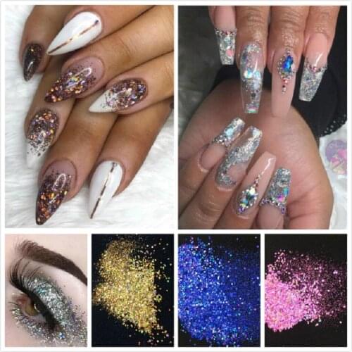 10g/bag Mixed Shining Sugar Silver Nail Fine Glitter Dust Nail Holographic Glitter Powder For Christmas Halloween Decoration
