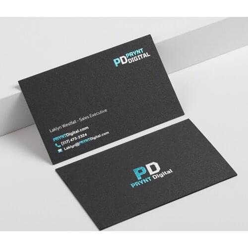 Silver Business Cards Printed On 500gsm Uncoated Black Paper Blue Foil On Double Sided Name Card (Matte Gold) Free design