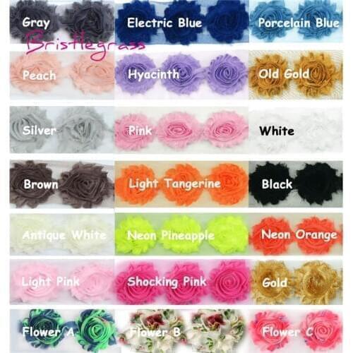 BRISTLEGRASS 1 Yard 2.5" 6cm Chiffon Frayed Shabby Rose Flower Rosette Mesh Lace Trim Headband Hair Tie Kid Bridal Wedding Dress