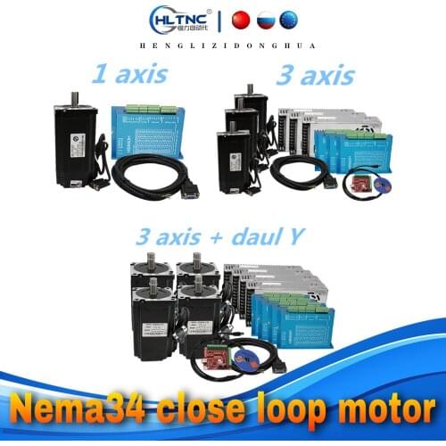 CNC Nema34 close loop 4.5Nm 8.5Nm 12Nm stepper motor +HBS860H Hybrid driver+400w60v power supply +MACH3 controller board for CNC